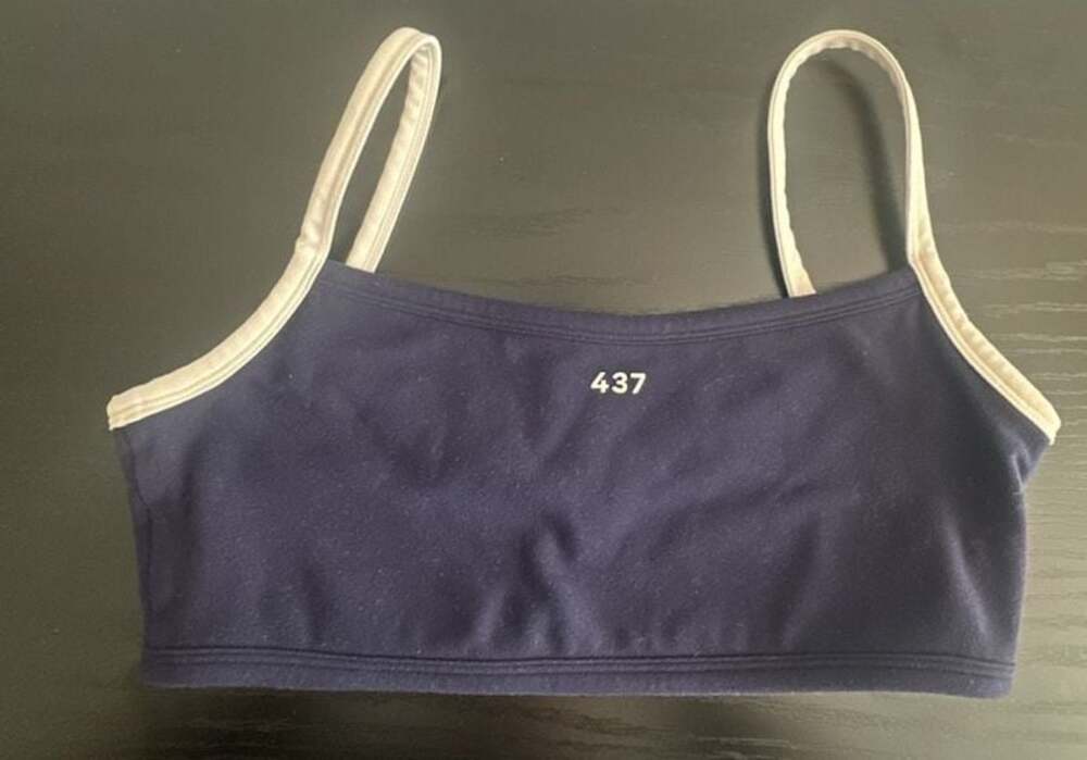 437 The Micro Bra Navy and Cream Contrast Trim Sports Bra